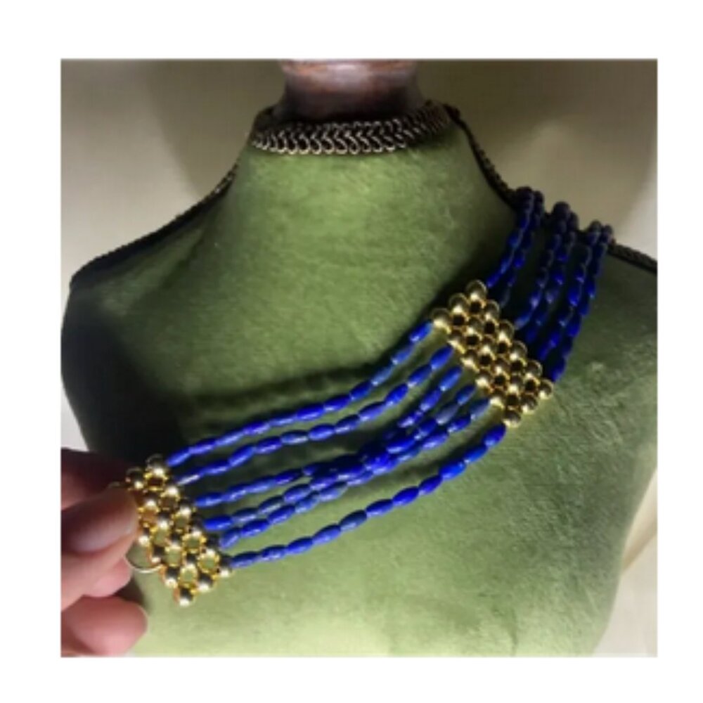 Lapis and Gold, Solid Sterling Silver, MMA Vintage Bracelet